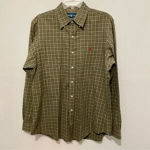 Ralph Lauren Pony Green Plaid Button Down Shirt Men’s  Large Lightweight GUC